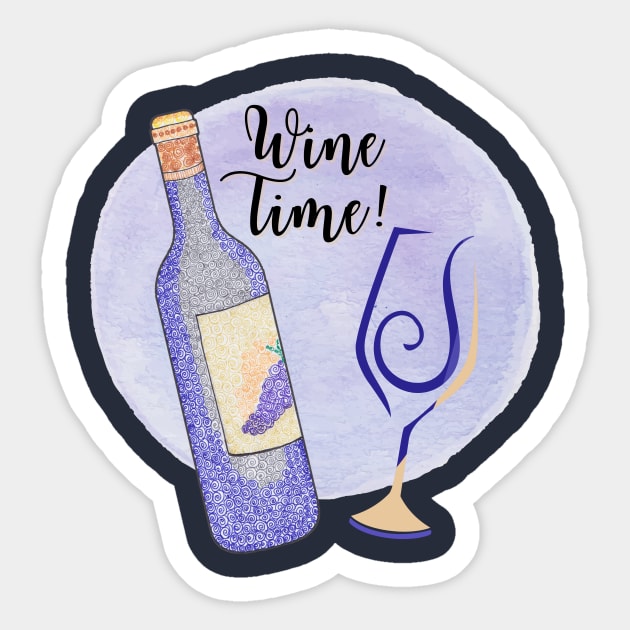 Wine time Sticker by Rebecca Abraxas - Brilliant Possibili Tees